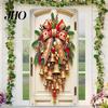 Large Holiday Door Cover Christmas Funny Santa Claus/Gnome/Snowman/Wreath Hanging Backdrop Banner 70" Entrance Decoration x 35" Winter Porch Sign for
