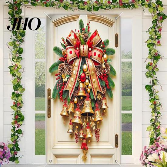 Large Holiday Door Cover Christmas Funny Santa Claus/Gnome/Snowman/Wreath Hanging Backdrop Banner 70" Entrance Decoration x 35" Winter Porch Sign for