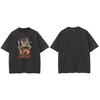 Hip Hop Faded Black TShirt Streetwear Funny Cat Monster Attack Graphic T Shirt Printed Men Tshirt Cotton Tops Tee Japanese