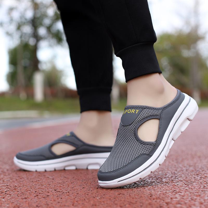 Men and Women Mesh Half Shoes Summer New Couple Slippers Lightweight Comfortable Thin Section Lazy Baotou Half Slippers 35-48