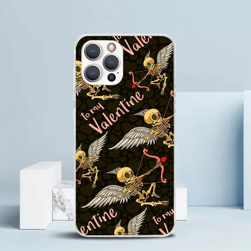 Человеческий скелет Красная роза Чехол для телефона Для IPhone 16 17 Air 16E 15 14 Plus 13 Mini 12 11 Pro Max 7 8 + SE 2020 Мягкий ТПУ Задняя крышка 1