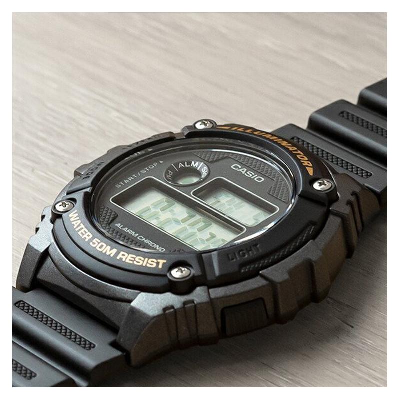 Casio Серия YOUTH - цифровой дисплей на диске, стандартные многофункциональные спортивные мужские часы, кварцевый механизм, полимерный ремешок, японский и корейский W-216H-1BVDF