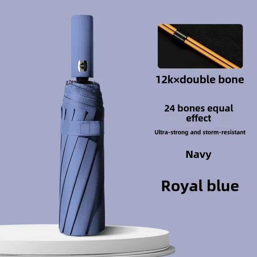 Ветрозащитный Большой Зонт Мужской, 106см Большой Однотонный Автоматический Зонт Прочный, 24 Спицы, Солнце-Дождь Складной Зонт Простой Стиль