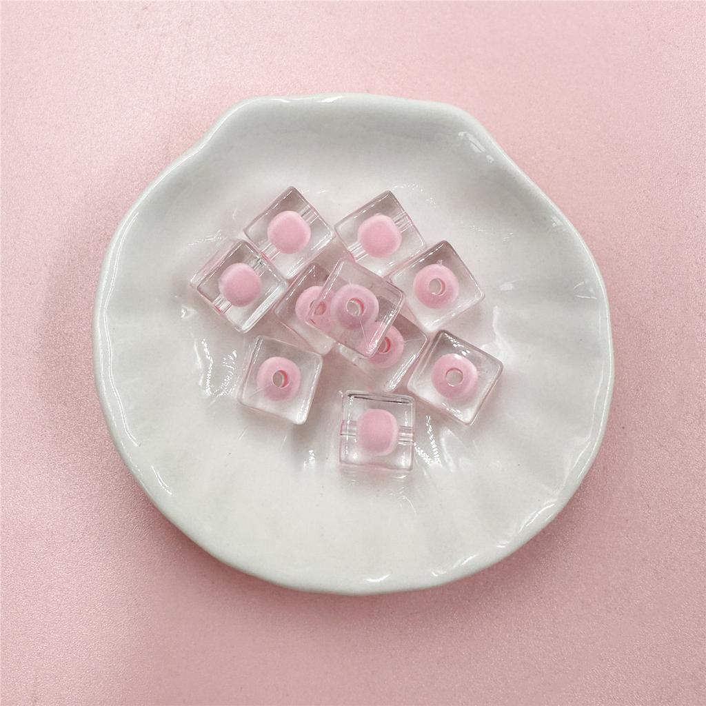 Простой модный браслет-брелок 10 мм, прозрачные модные квадратные бусины из акрила, 10 шт., яркое лицо, сделай сам, ювелирные аксессуары, сэндвич, изысканные ювелирные изделия