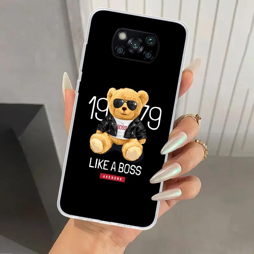 Модный бренд Чехол для телефона с мишкой для Xiaomi Poco X5 X6 X7 Pro F7 Ultra M7 Redmi 15 15C 13 13C 12 12C 10 10A 10C 9 9A 9C 9T Корпус Po