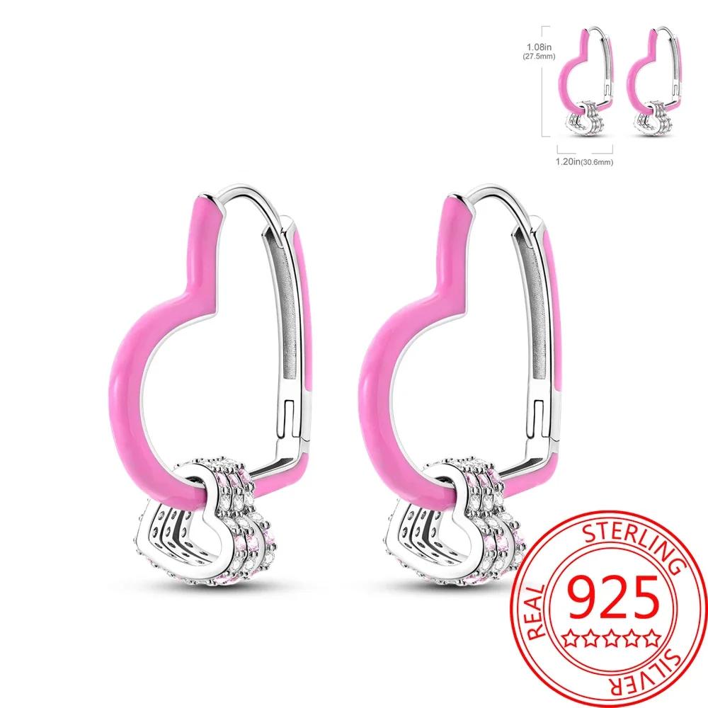 Pink Series 925 Silver Romantic Flower Butterfly Unicorn Tulip Geometry Earrings Boutique Jewelry Gifts