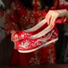 2025 New Crystal Beaded Red Wedding Shoes, Xiuhe-Style Chinese Wedding Toast Shoes, Ancient Hanfu-Inspired Design
