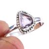 Кольцо из чистого серебра 925 пробы с натуральным розовым аметистом ручной работы S.9 H2C51