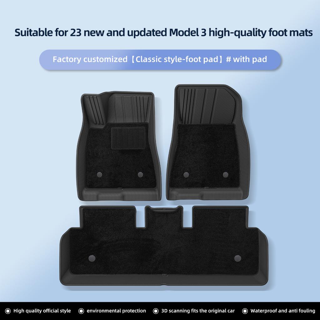 LUCKEASY for Tesla Model 3 Highland 2024 Car Floor Mats TPE 3D Foot Pad Waterproof All Weather Car Accessories Black