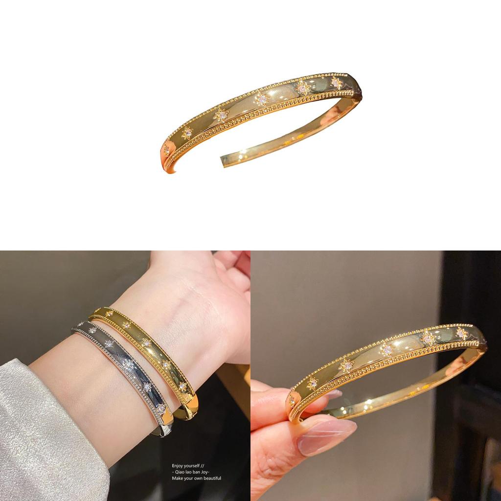 Retro Style Gold Plated Zirconium Bracelet With Geometric Design For Elegant Womens Accessories