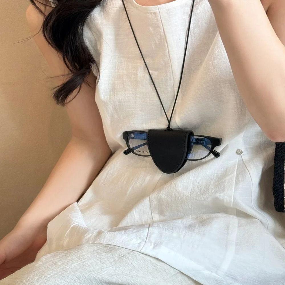 Leather Sunglasses Clip Storage Hanging Rope Hanging Neck Pouch Eyeglasses Storage Bag Pendant