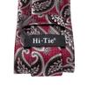Hi-Tie Fashion Mens Wine-Red Paisley Necktie Hanky Cufflinks for Business Wedding