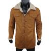 Men Jacket Autumn Winter Woolen Coat Lapel Single-Breasted Mid-Length Windproof Jacket Suede