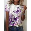 New O-neck 3d Butterfly Print T-shirt Women's Summer Fashion Short-sleeved Blouse Oversized Summer Clothing