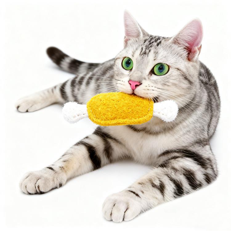 Thickened Loofah Pet Teething Toy - Bite-Resistant, Educational, Stress-Relief for Cats & Dogs