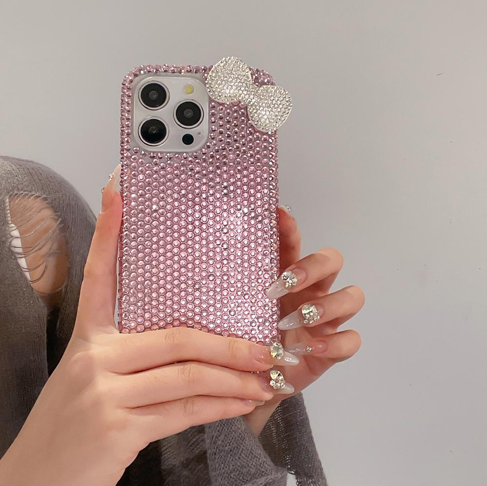 3D Чехол-бампер с блестками, бантом и кристаллами для iPhone 13 12 15 14 16 Plus 17Pro 17 Pro Max Air 11, противоударный, блестящий