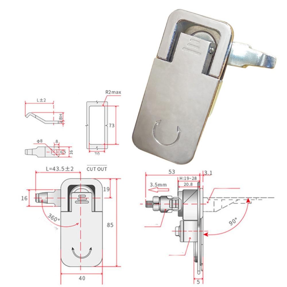 Zinc Alloy Toolbox Lock Weather-resistance Cabinet Lock RV Compartment Latch Hardware Lock