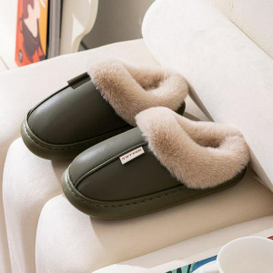 Женские нескользящие водонепроницаемые хлопковые тапочки на толстой подошве – Уютный меховой дизайн для осенне-зимнего периода, для беременных и мужчин