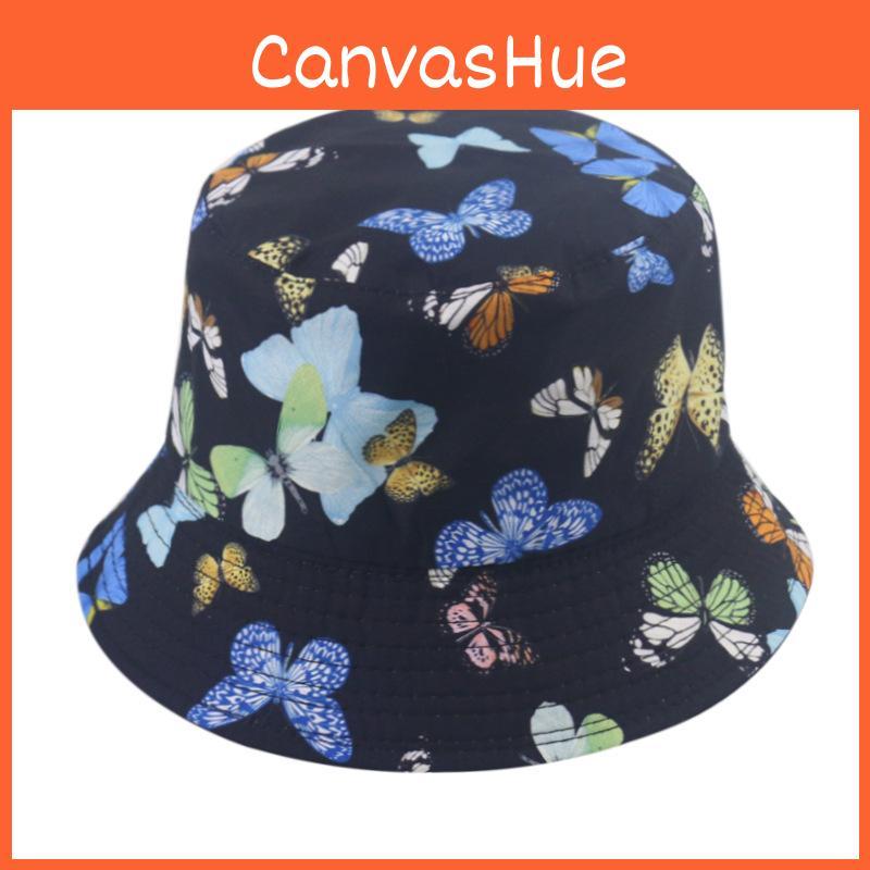 Korean Chic Fisherman Hat Women's Spring Summer Fashion Sunscreen Butterfly Print Bucket Hat Trendy