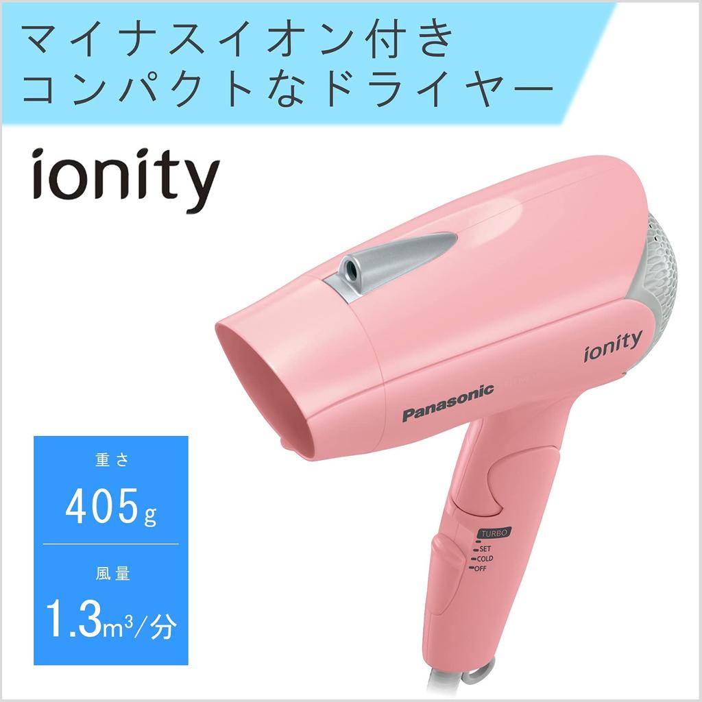 Panasonic Ionity Hair Lightweight and Dryer, Compact, Pink, EH-NE1E-P