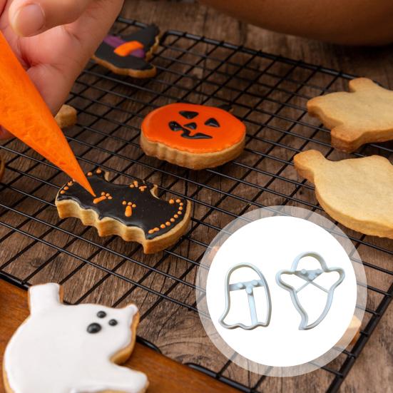 2Pcs Halloween Ghost Cookie Cutters Food-Grade Easy To Use for Biscuits Soft Candies Cake Decoration Happy Halloween Fun Gifts