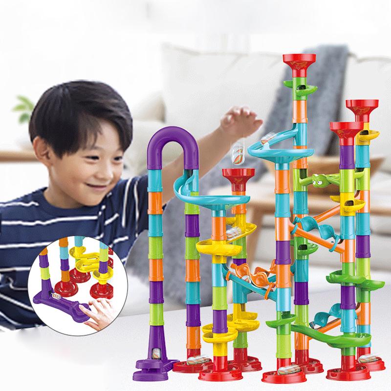 Marble Run Race Track Building Blocks Дети 3D Лабиринт Ball Roll Игрушка DIY Marble Run Race Coaster SetРождественский подарок