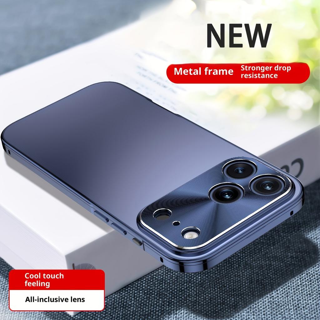 Чехол для телефона iPhone 17 Pro Max Авиационный Алюминиевый Сплав Рамка Резьбовое Кольцо Камеры Матовая Задняя Панель Ультратонкий Защита от Падений Задняя Крышка