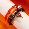 3Pcs Halloween Beaded Bracelet Set for Women Vintage Gothic Spider Ghost Pumpkin Skeleton Pendant Bangle Jewelry Gift