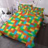 Цветное постельное белье из трех предметов с одеялом из строительных блоков