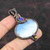 Owyhee Подвеска с синим опалом, медная проволока, кулон ручной работы, кулон с драгоценным камнем, подарок для матери, кулон из лазурита, медная проволока, ювелирные изделия