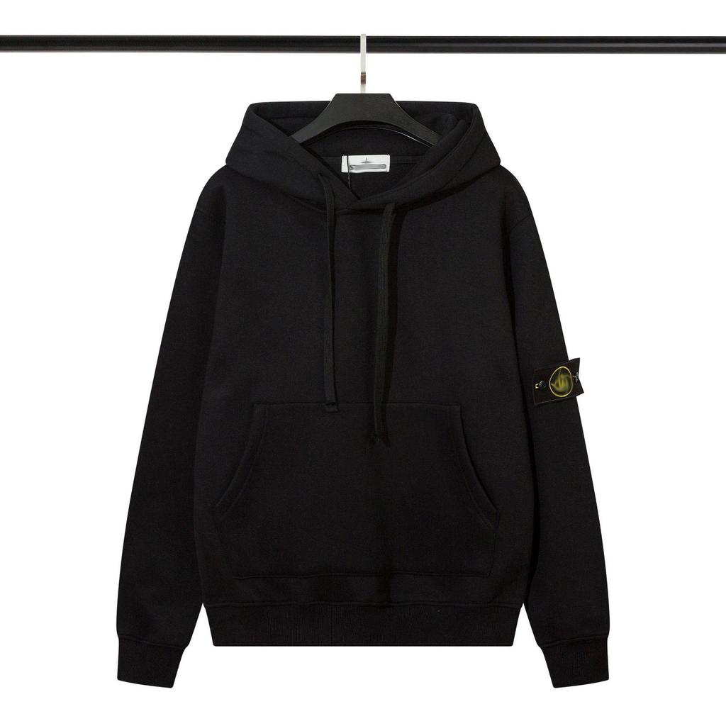 Толстовка с капюшоном American Autumn/Winter Stone Badge - Plus Velvet Hooded Sweater для пар