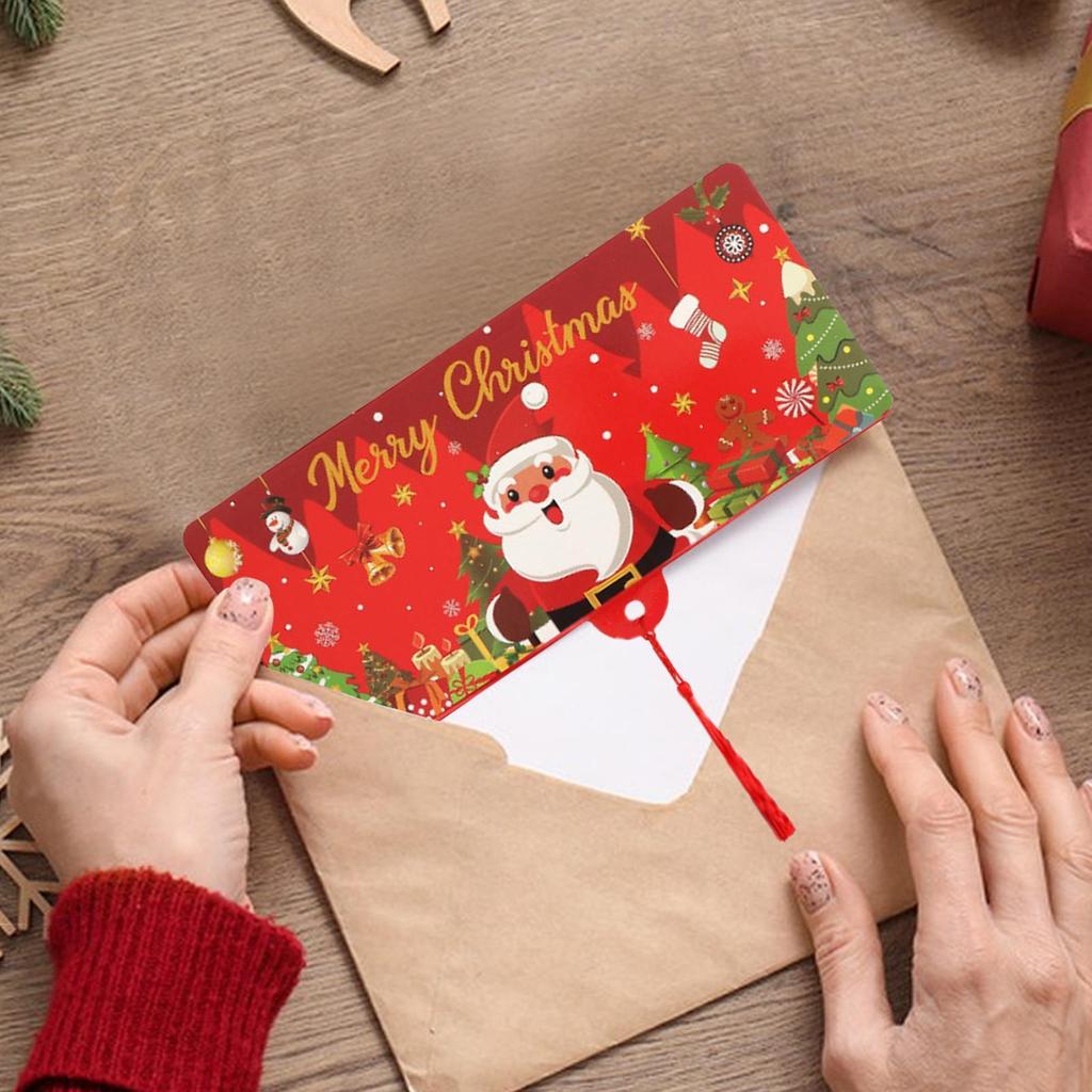 Christmas Money Cards With Envelopes Cash Card Holders Party Festive Foldable Cards With Tassle Holiday Cash Gift Storage Box