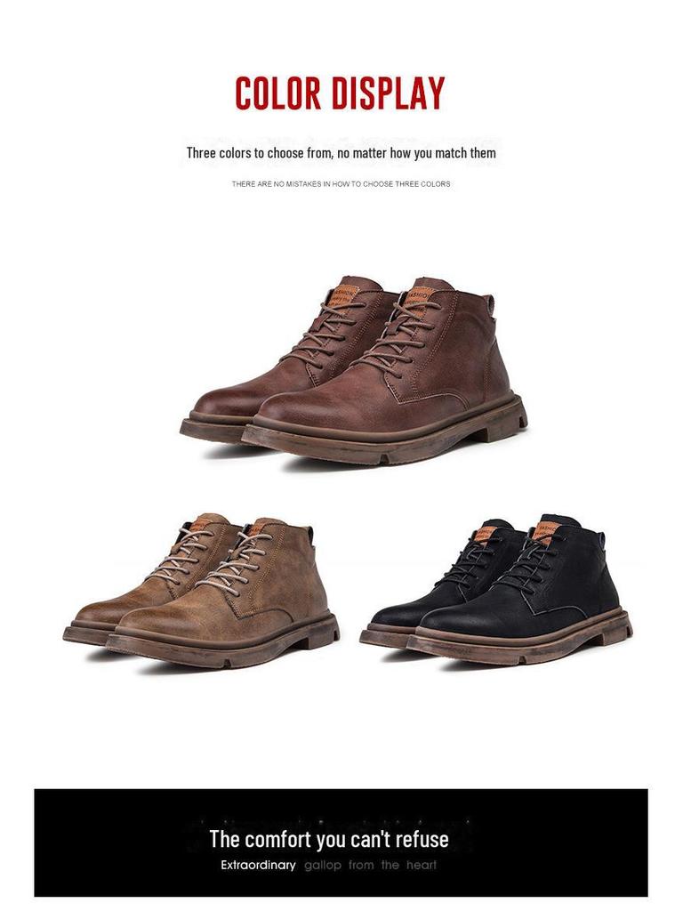 Мужские кожаные ботинки Martin средней высоты — повседневная рабочая обувь в британском стиле на весну/осень