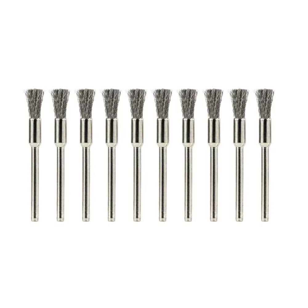 10Pcs Stainless Steel Wire Brushes Mold Cleaning 3mm Shank Remove Rust Polishing Brush Rotary Polishing Work