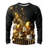Santa Claus Pattern T-Shirt For Men Christmas Balloon 3D Printed T Shirts Autumn Casual Long Sleeves Loose Round Neck Tops Tees