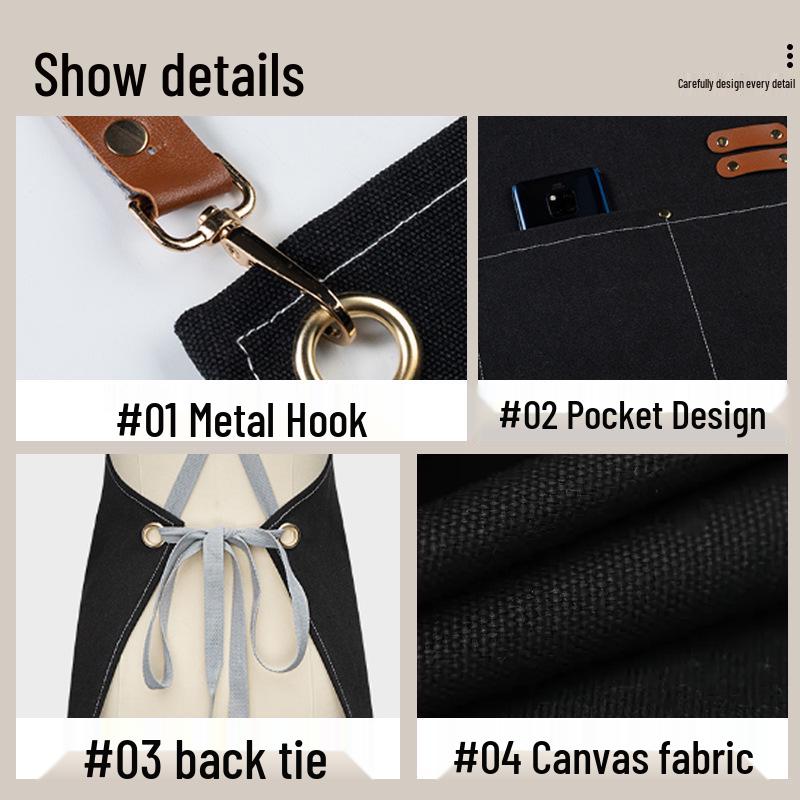 Canvas Kitchen Apron - Thick, Printed Waist Apron for Cafe, Waiter, and Milk Tea Shop