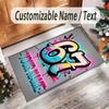 Graffiti Theme Crystal Velvet Rug Personalized Custom Name Text Soft Floor Mat Home Decor