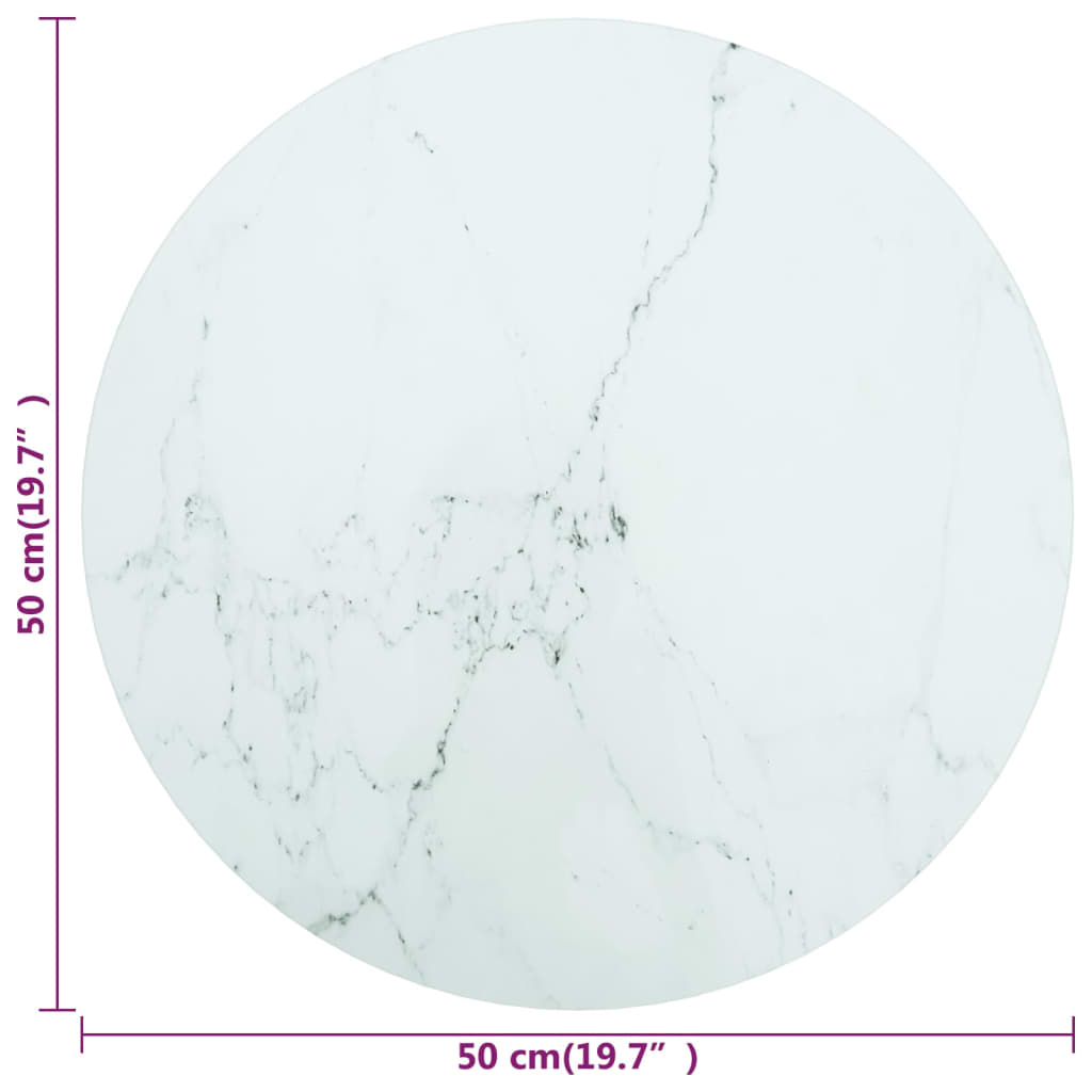 Vidaxl Blat Do Stołu, Biały, 50X0,8 Cm, Szkło Ze Wzorem Marmuru
