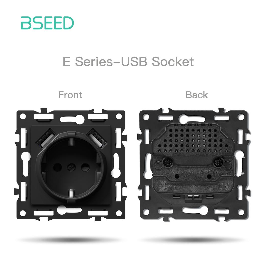 Модули переключателей BSEED WIFI Click Switch, детали для умных выключателей света, белая стеклянная рамка, комбинированные настенные розетки для самостоятельной сборки, USB-зарядный ключ, серия E.