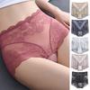 Women's Lace Trim Panties Sexy Mesh Sheer Briefs Hight Waist See Through Underpants Soft Stretch Cotton Underwear
