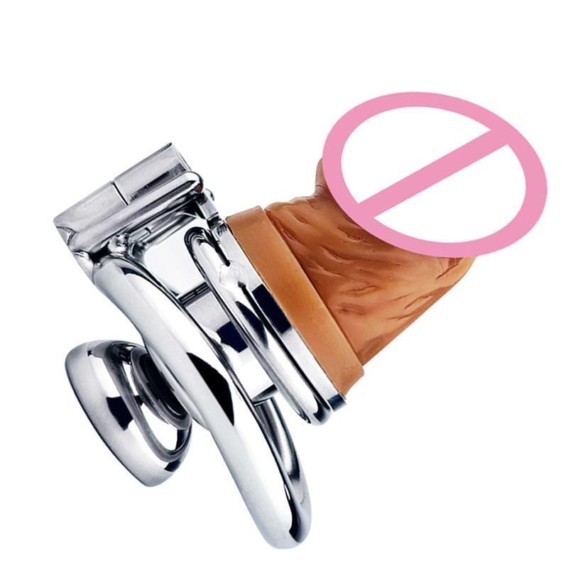 Stainless Steel Chastity Device Male Chastity Cage With Silicone Dildo