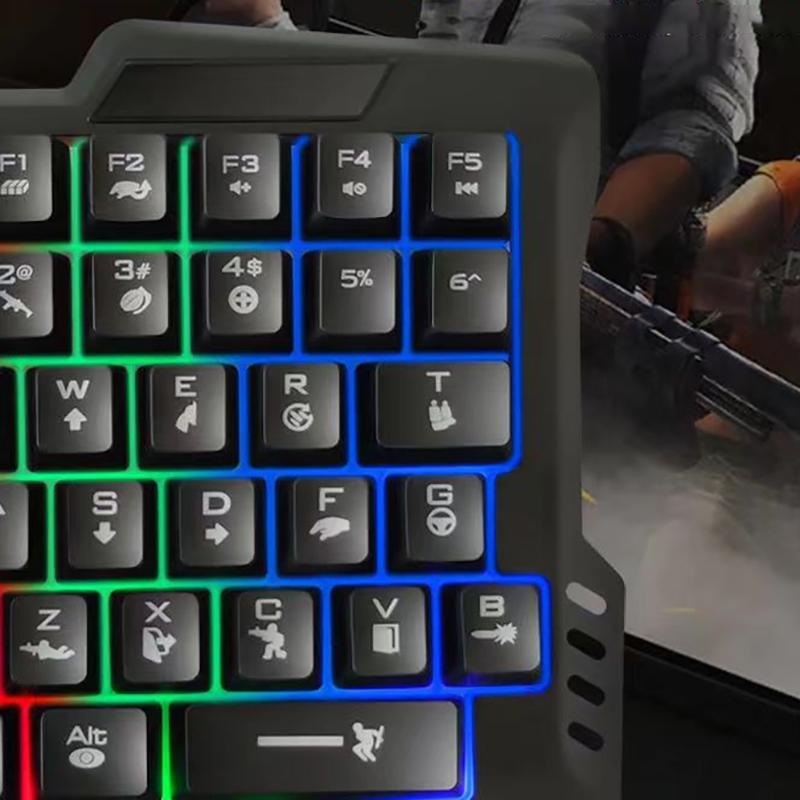 RGB Игровая Клавиатура Одноручная Мини USB Ультратонкая Проводная 35 Клавиш Одноручная Клавиатура с Подсветкой Для Компьютера ПК Ноутбука