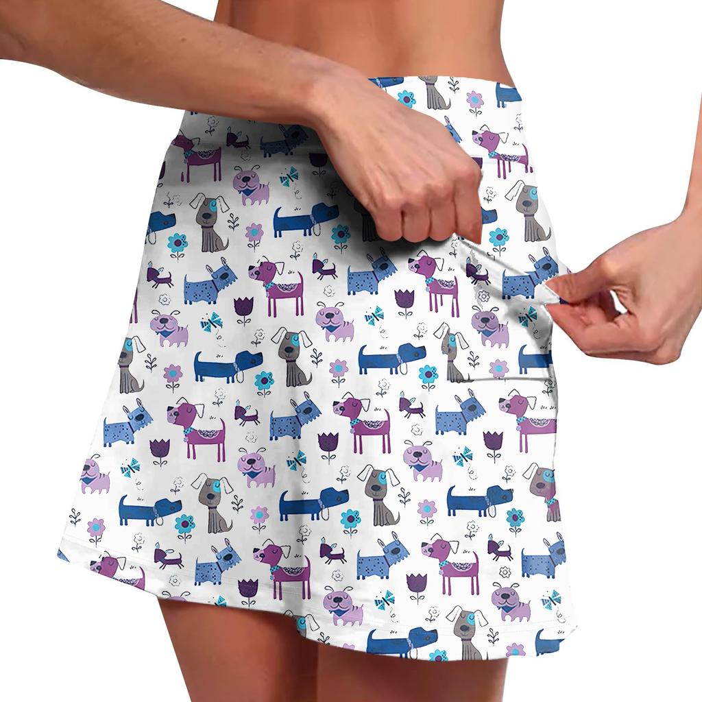 Elastic Yoga Culottes For Women Print Athletic Shorts Lightweight High Waist Skinny Solid Joggers