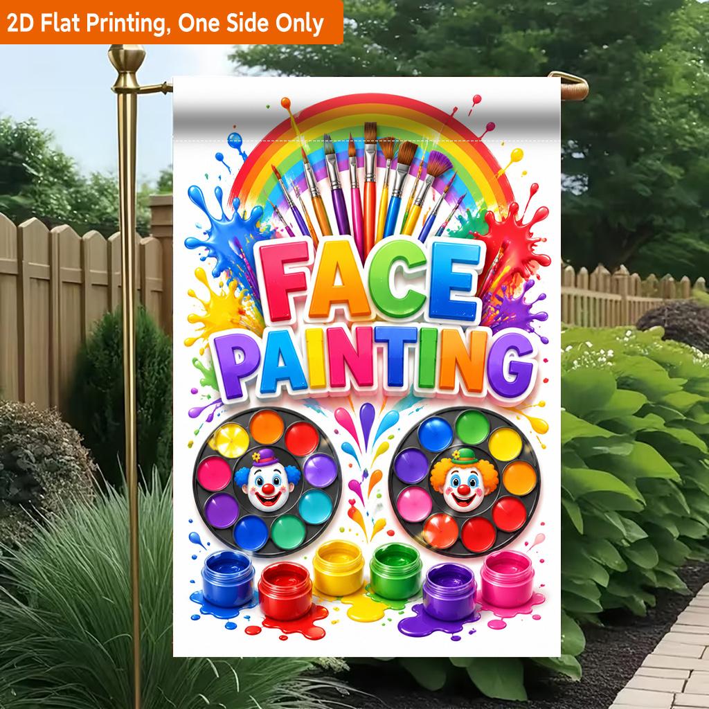 2D Flat, 2D Flat Printing Garden Flag 1pc, Face Painting Tools Durable Single-Sided Print Yard Flag, Garden & Home Holiday Decoration, 29.97x44.96 cm,