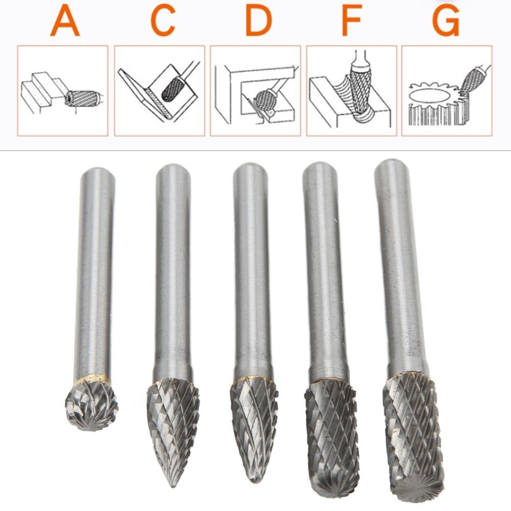 5PCS Alloy Steel Rotary Burr Set Double Cut Die Grinder Bits Auto Repair Shops