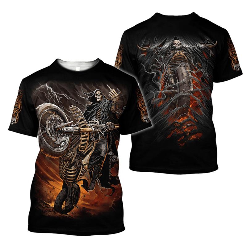 Мужские футболки, новые футболки с 3D изображением ужасов и черепа, летняя модная футболка в стиле ретро, ​​мужская одежда с круглым вырезом, футболки больших размеров