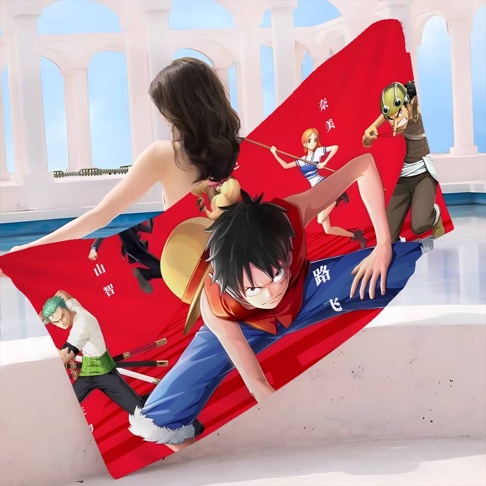 Anime O-ONE P-PIECE Anime Beach Swimming Towel Soft Absorbent Washcloth Children's Gifts for Kids Travel Camping Gym