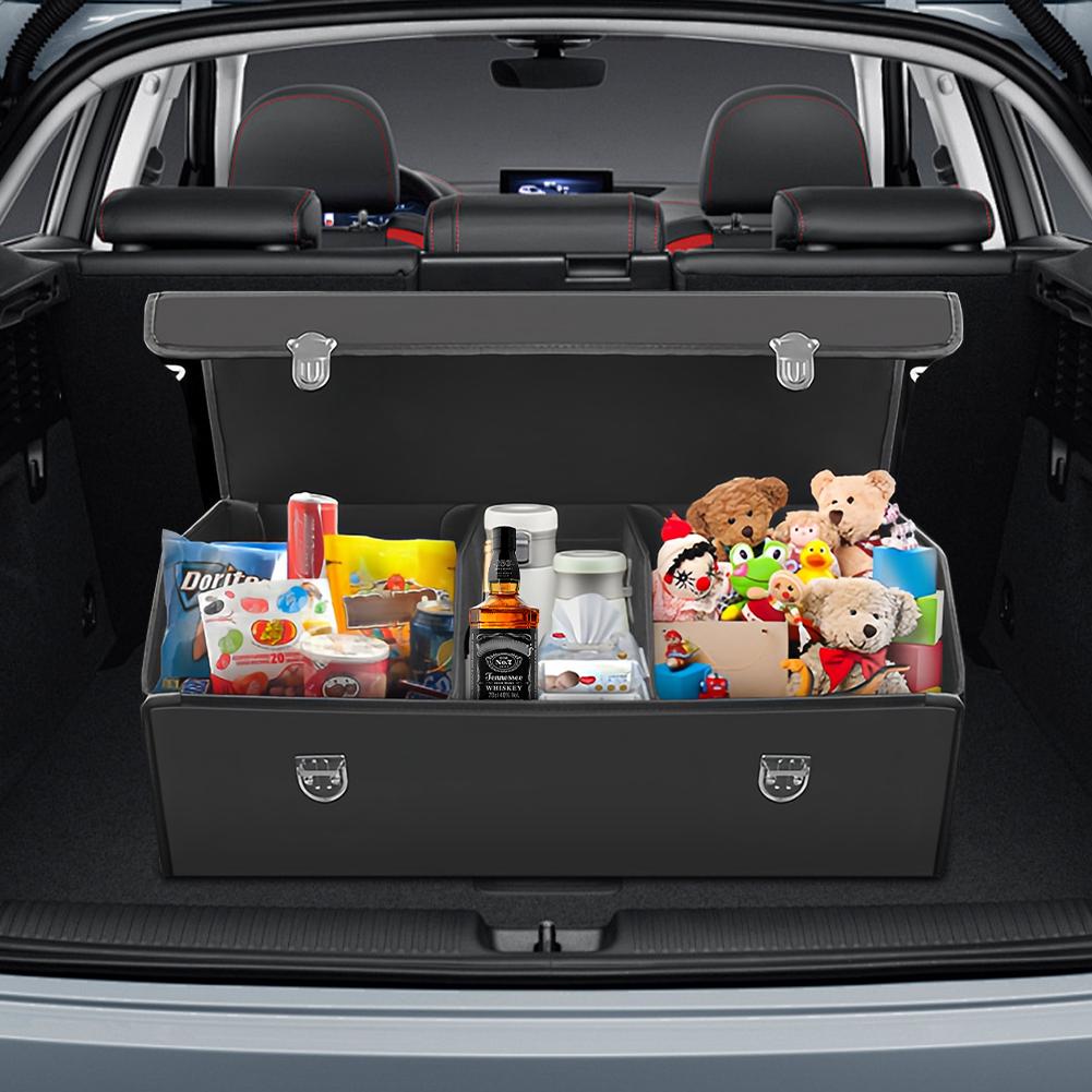 Car Trunk Organizer Box Large Capacity Auto Multiuse Tools Foldable Storage Bag Stowing/Tidying Leather for Emergency Accessar