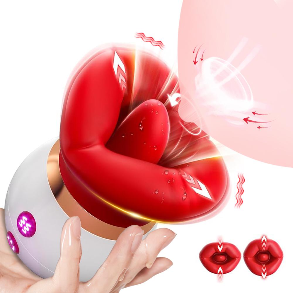 Вибратор для взрослых, секс-игрушки для женщин 3IN1, вибратор в форме рта, сосание языка, лизание, вибратор, женский для женщин, стимулятор анального клитора, сосков