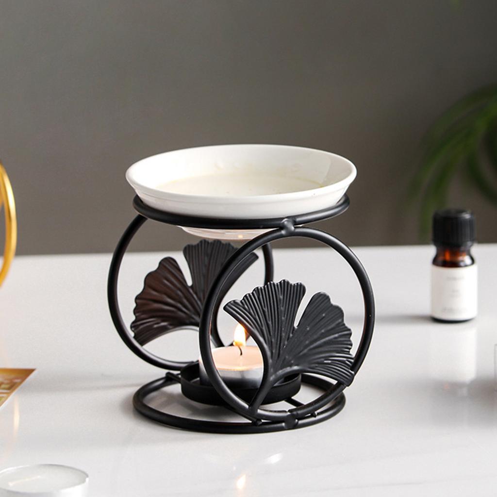 Metal Oil Burners Black Ceramics Aromas Diffusers for Home Use Safe and Easy To Clean for Room and Spa Relaxation Space